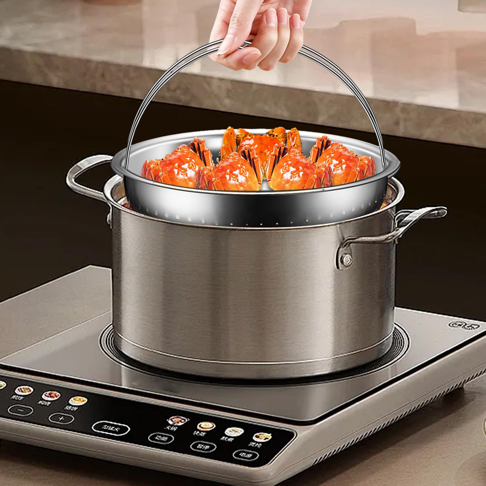 1 panier vapeur en acier inoxydable pliable pour casseroles instantanées autocuiseurs 1 panier vapeur en acier inoxydable pliable pour casseroles instantanées autocuiseurs