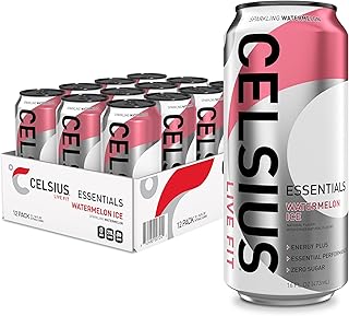 CELSIUS ESSENTIALS™ Sparkling Watermelon Ice, Sugar Free Performance Energy Drink, 16 Fl Oz (Pack of 12)