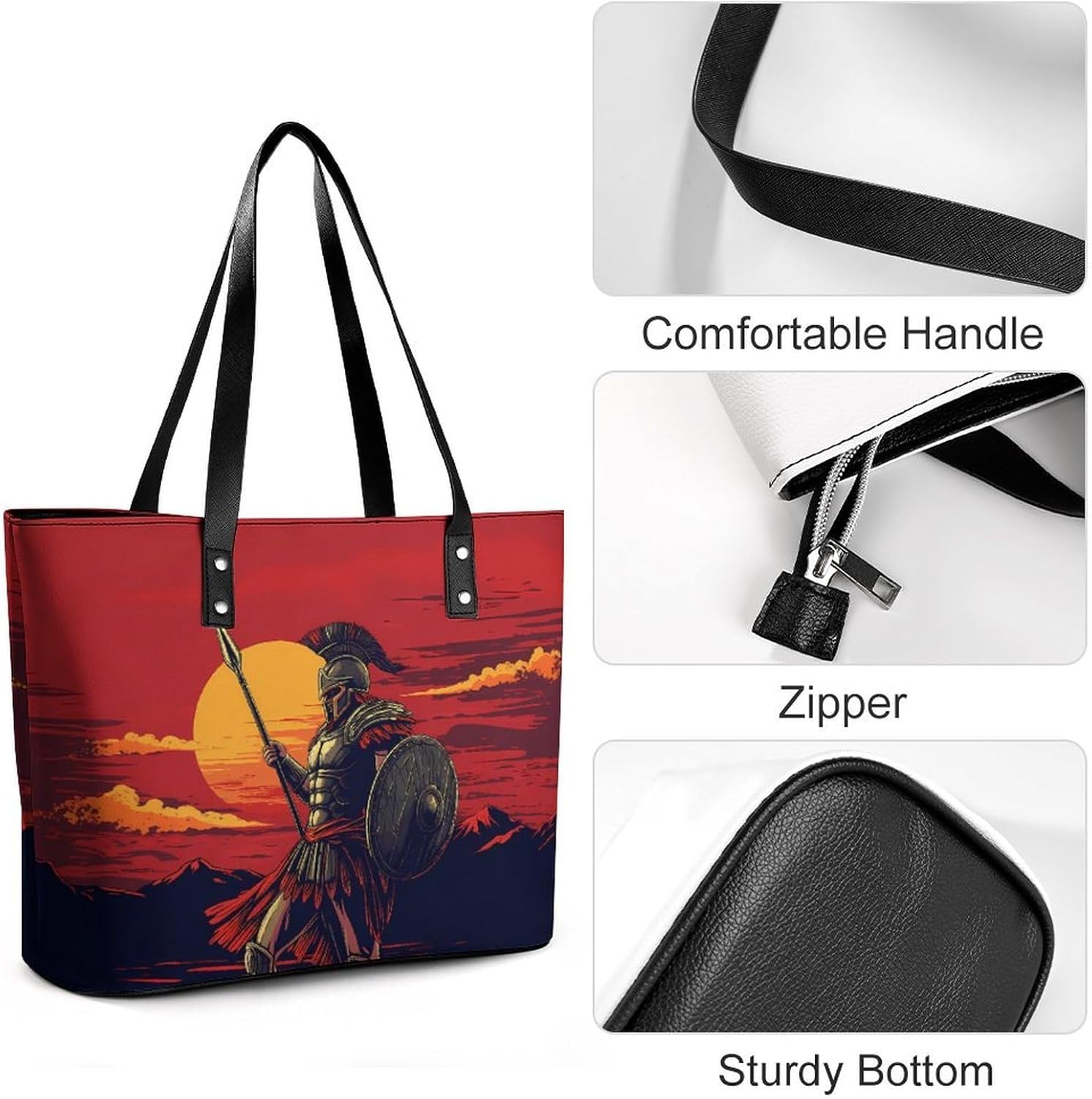 Ancient Greek Spartan Women's Satchel Handbags Tote Shoulder Bag Purses for Travel Shopping Work