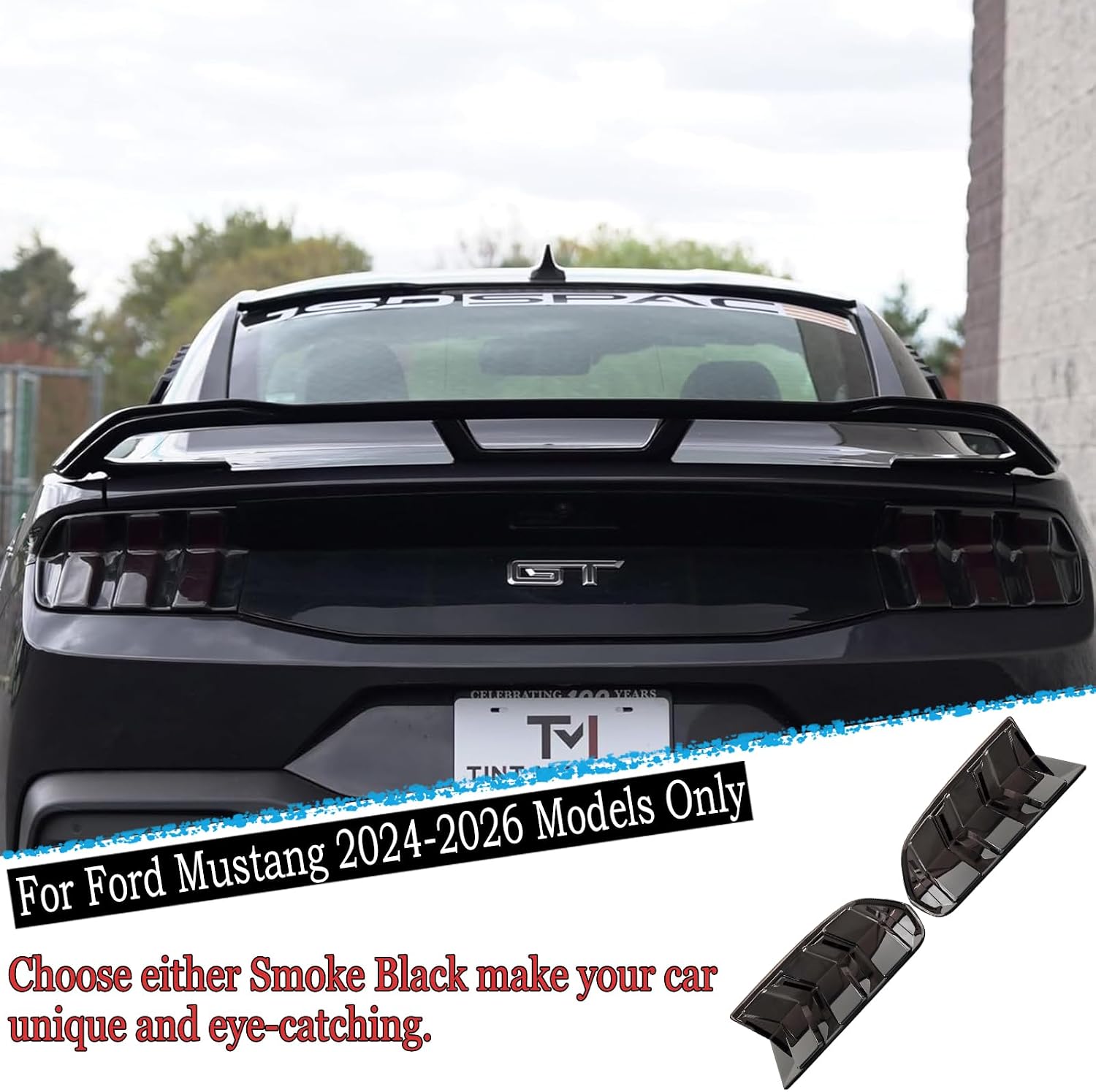 MUXEE Taillight Cover,for Ford Mustang 2024 2025 2026,2PCS Tail Light Covers Tail Lamp Trim Decoration Car Sport Accessories - Smoke Black