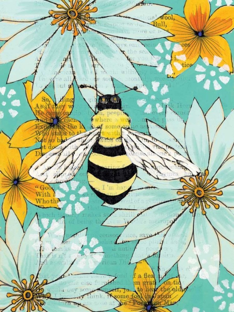 Feeling at home Kunstdruck auf Leinwand, gerahmt, mit amerikanischem Nectar-Sammler-I-Birch-Kate-Floral-Kunstdruck auf Holzrahmen, vertikal, 109 x 81 cm
