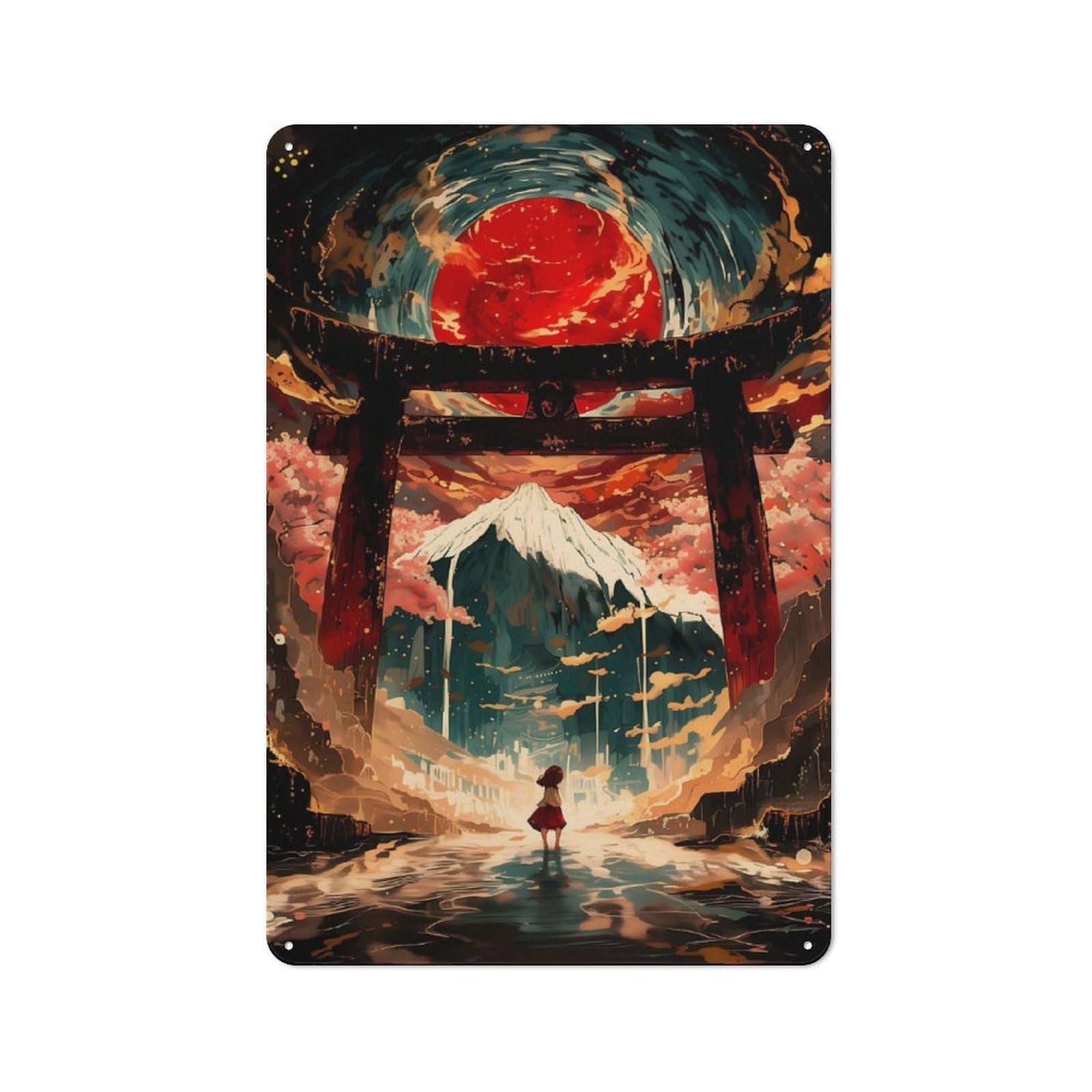 Classic Power of Torii Gate Metal Wall Sign 30x20cm, Pub Wall Decor for Diner, Restaurant, Shed Or Kitchen
