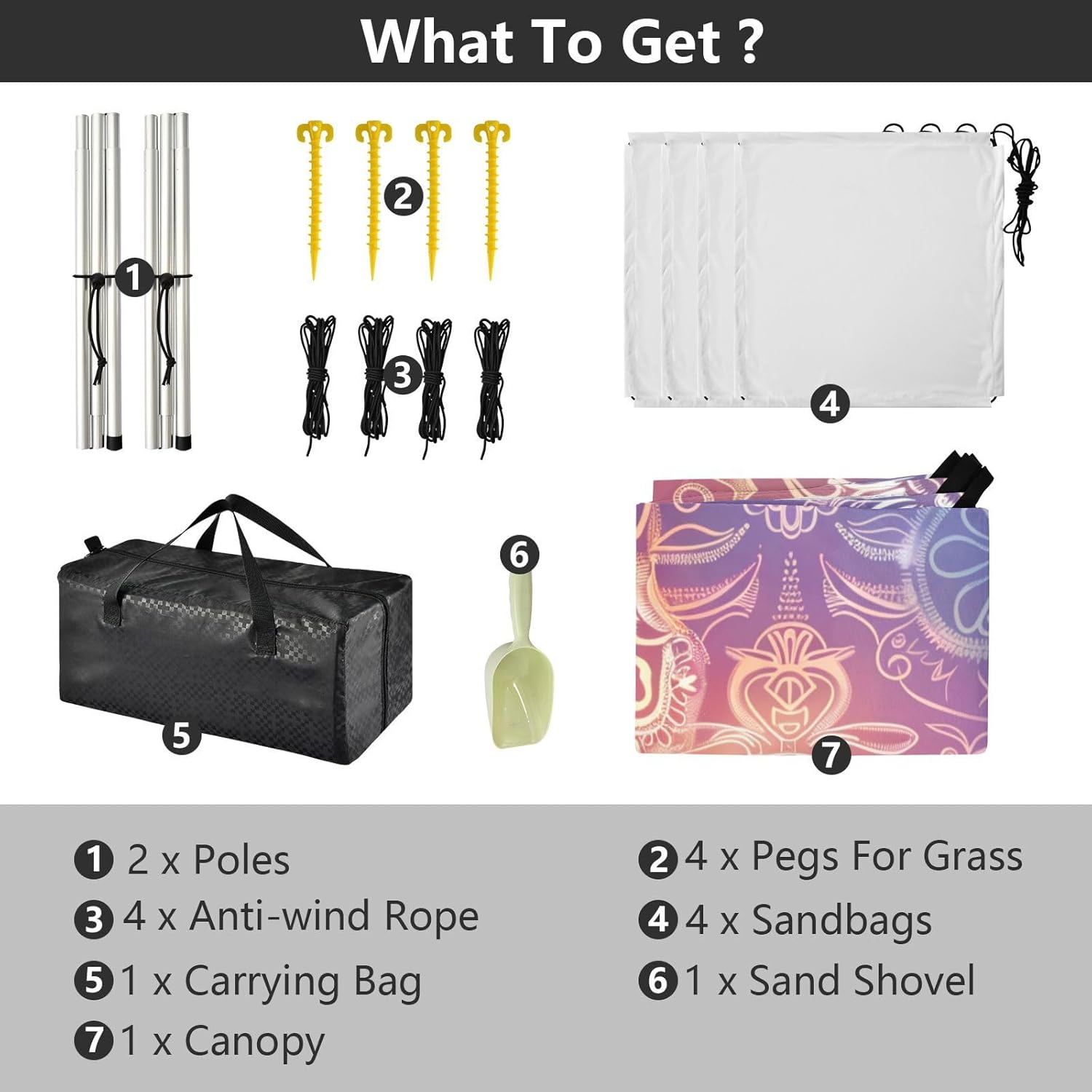 ALAZA Gradient Mandala Beach Tent Sun Shelter UPF50+ Protection Beach Shade Canopy w/ 4 Sandbags for Outdoor Camping, Fishing, Backyard Fun, Picnic, 10x9 ft