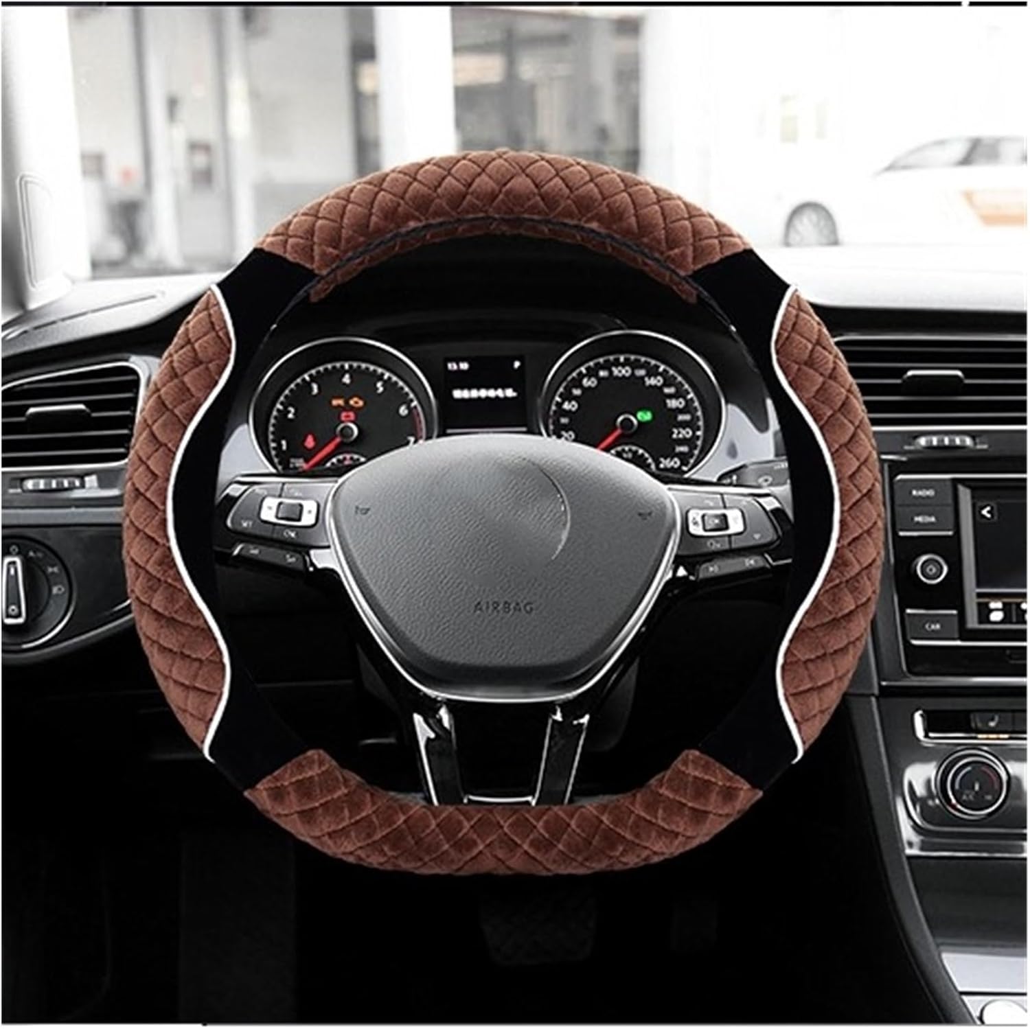 Car Steering Wheel Cover for D Type Car Steering Wheel Cover Plush Car Interior Easy Grip Comfortable Hand Feeling (Color : 5#)