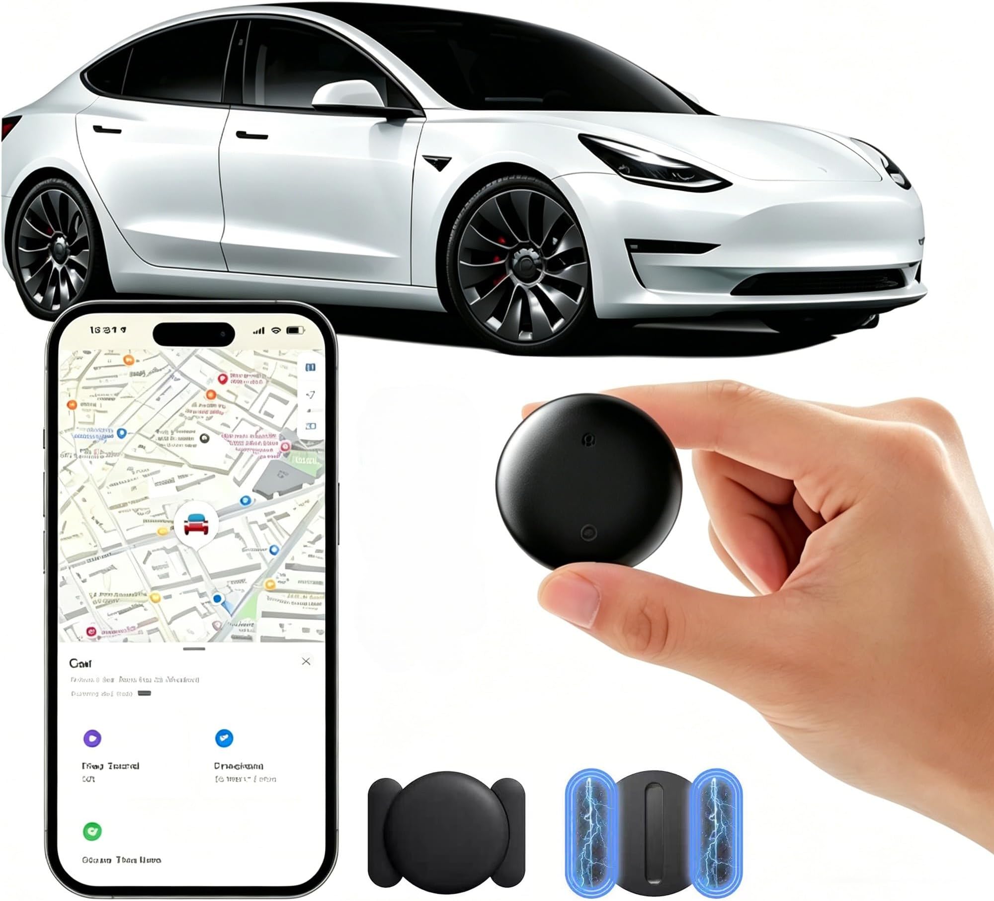 Ultra Small GPS Magnetic Tracker, Compatible with Apple Find Me, Vehicle Theft, Waterproof Design, No Monthly Fee, Easy Installation, Up to 6 People, Bicycle, Motorcycle, Property Management (Black)