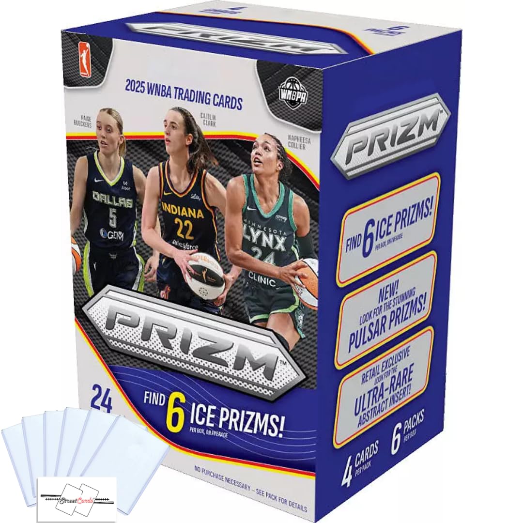 Prizm 2025 Boîte de basketball WNBA Blaster pour femme avec 24 cartes à collectionner + 6 toploader(s) et aimant StreetCards