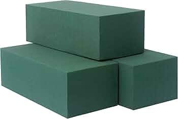 FLOFARE Pack of 3 Floral Foam Blocks for Fresh and Artificial Flowers, Each (9” L x 4” W x 3” H), Dry and Wet Floral Foam Blocks for Wedding, Birthdays, Home, Office, and Garden Decorations