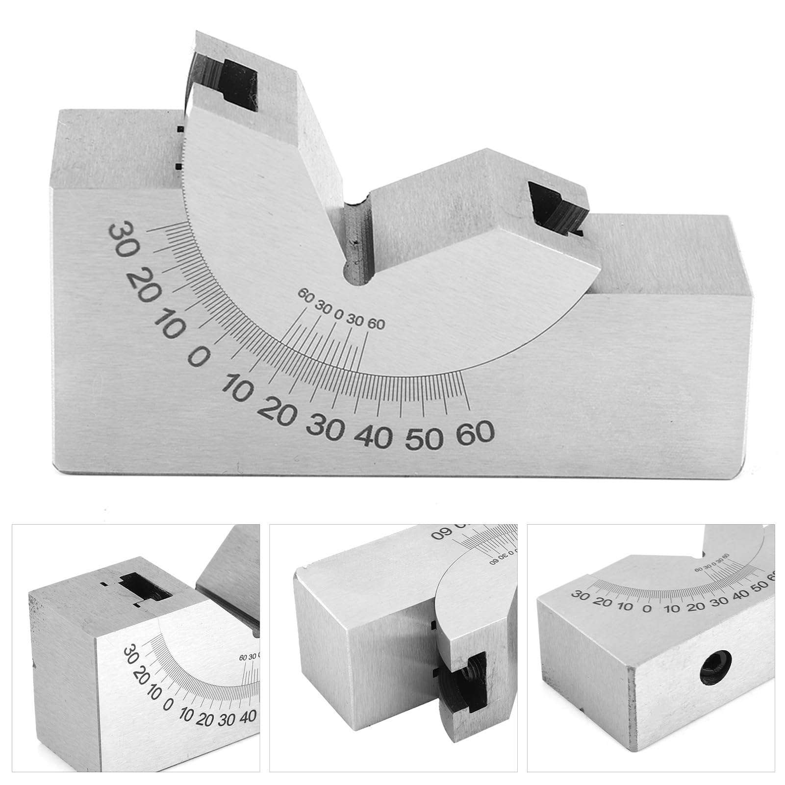 Zerodis V-Block mit Einstellbarem Winkel, Werkzeugstahl-Präzisions-Winkelfräsvorrichtung 75 X 25 X 36 Mm, 0 Bis 90 Grad Stufenlose Neigung, 0,01 Mm Geschliffene Flächen, für Benutzer von