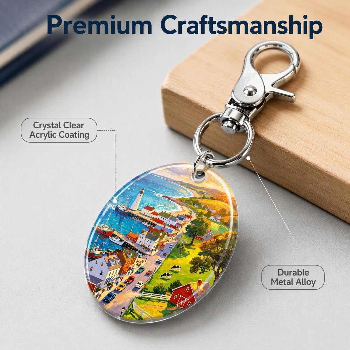 New Jersey Souvenir Keychain with Vintage Scenic Print image 5