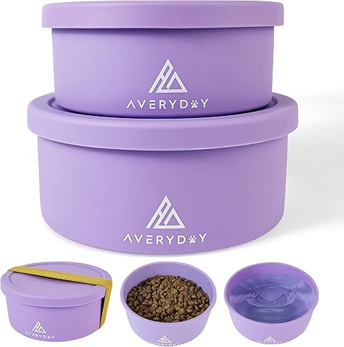 Miniatura 11 de AVERYDAY Cuencos de viaje para perros de 30 onzas con tapas, cuencos portátiles 2 en 1 para alimentos y agua, cuenco de agua y comida para perros de