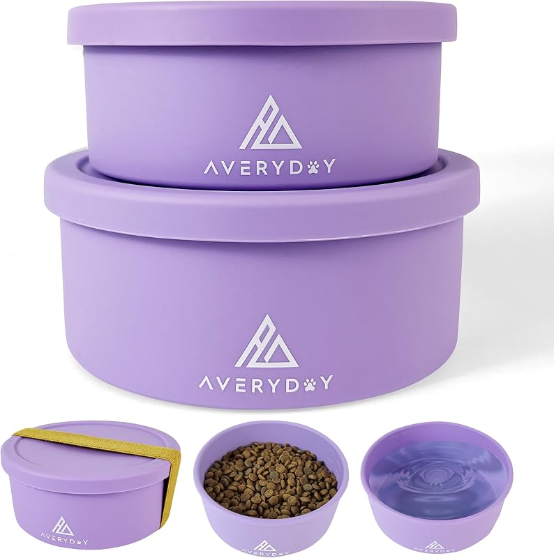Tigelas para Viagem para Cães em Silicone com Tampa AVERYDAY RBL-V2, 10 oz e 30 oz