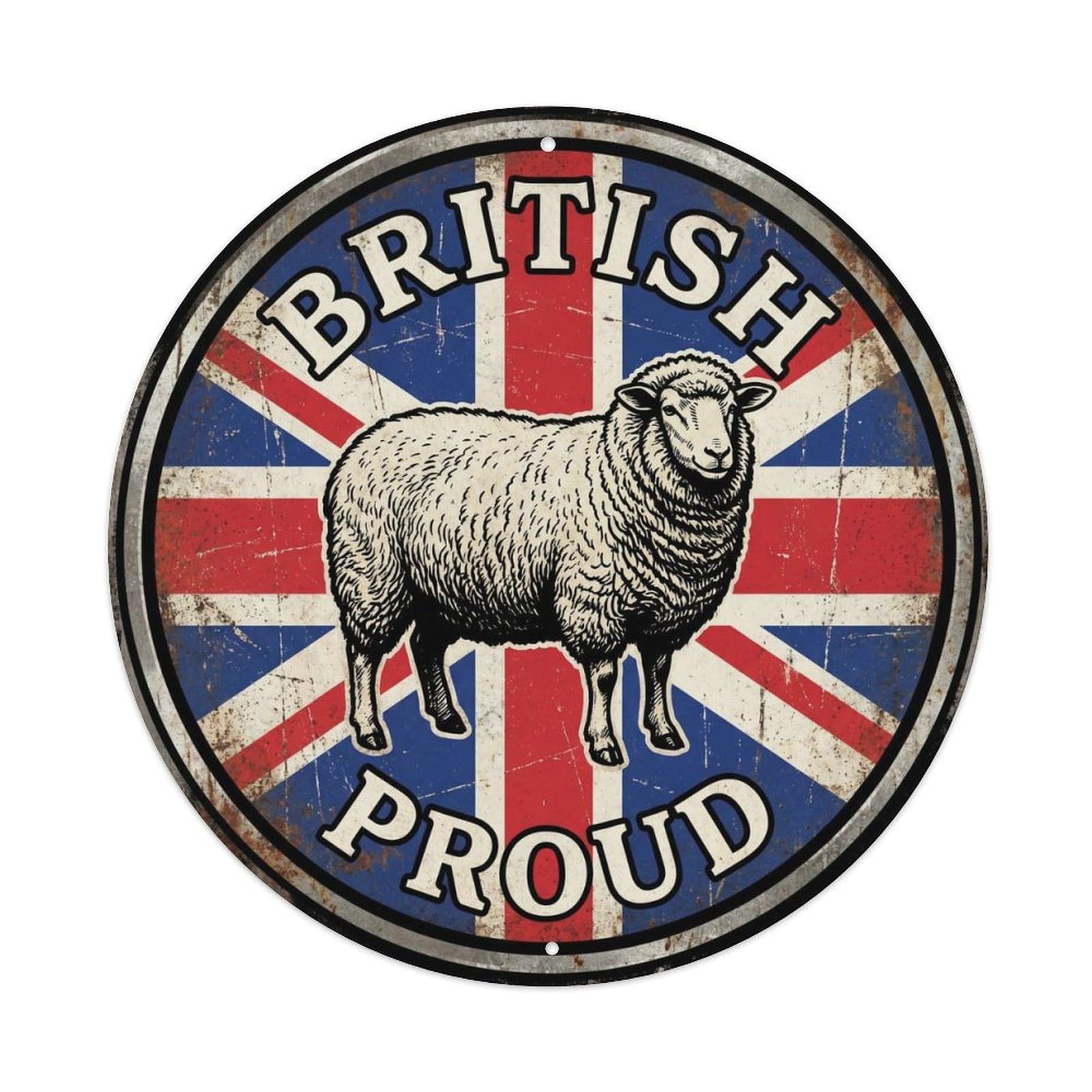 British Proud Sheep Farm Animal Heritage Emblem Metal Tin Sign