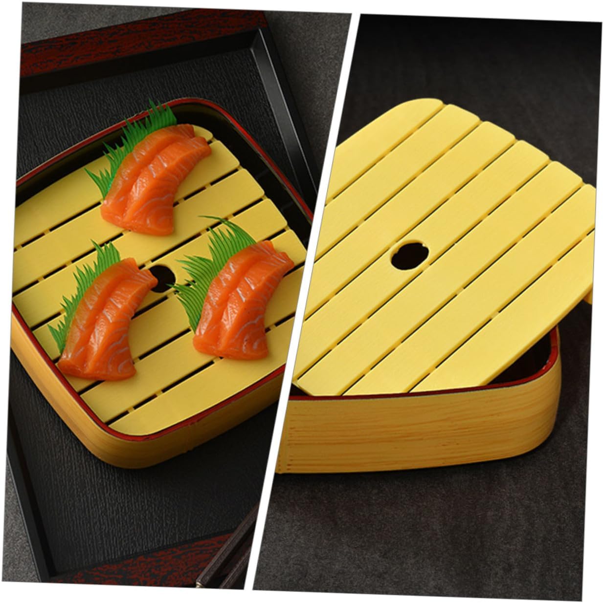 SOLUSTRE Salmon Sushi Plate Style 8-inch round Reusable Sashimi Serving Tray Food Tray for Japanese Cuisine Dinner Table Decor