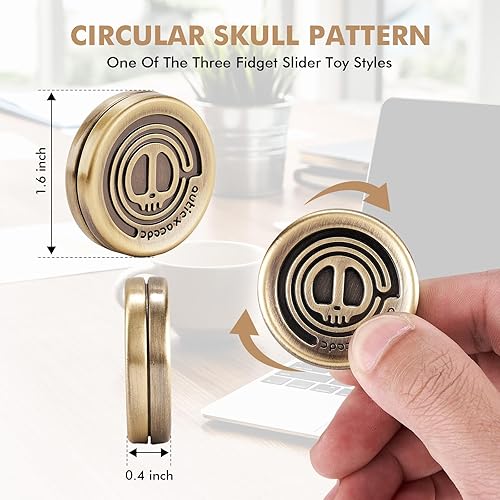 Miniatura 5 de SOWSUN Fidget Slider Toy Suite Paquete de juguetes magnéticos de metal para adultos, 3 piezas deslizantes hápticos Poker Push Card Coin Office,