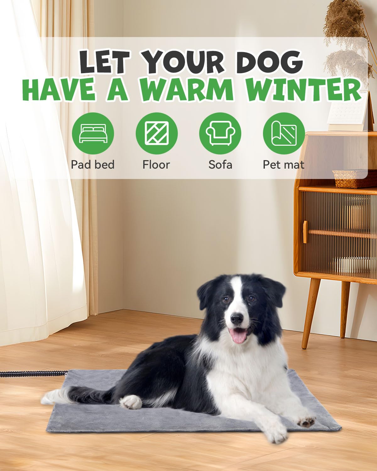 Petnimal Dog Heating Pad, 28" x 16"Heating Dog Cat Bed with Timer, Waterproof Electric Pet Heating Pad for Cats Dogs with Chew Resistant Cord, Pet Heated Mat with 10 Adjustable Temperature Auto Off