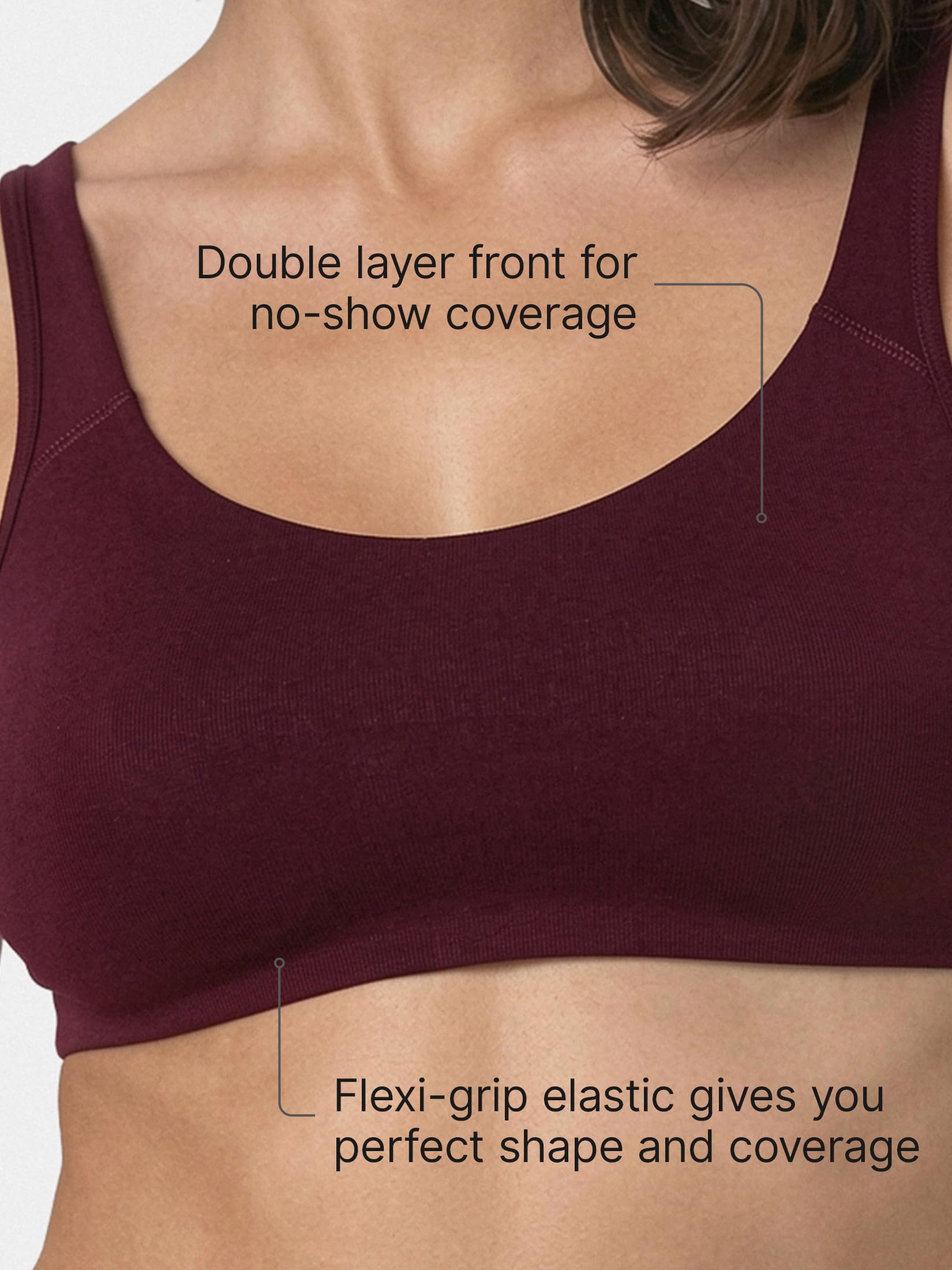 Enamor Low-Impact Cotton Lounge Bra for Women- High Coverage, Non Padded and Wirefree(SB06_Grape Wine_M) 3