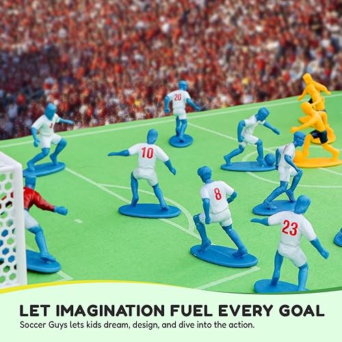 Vista 8 de Set de muñecos de fútbol Kasey Kids con 2 equipos completos y más para inspirar la imaginación con juego sin fin (para niños de 3 años o más)
