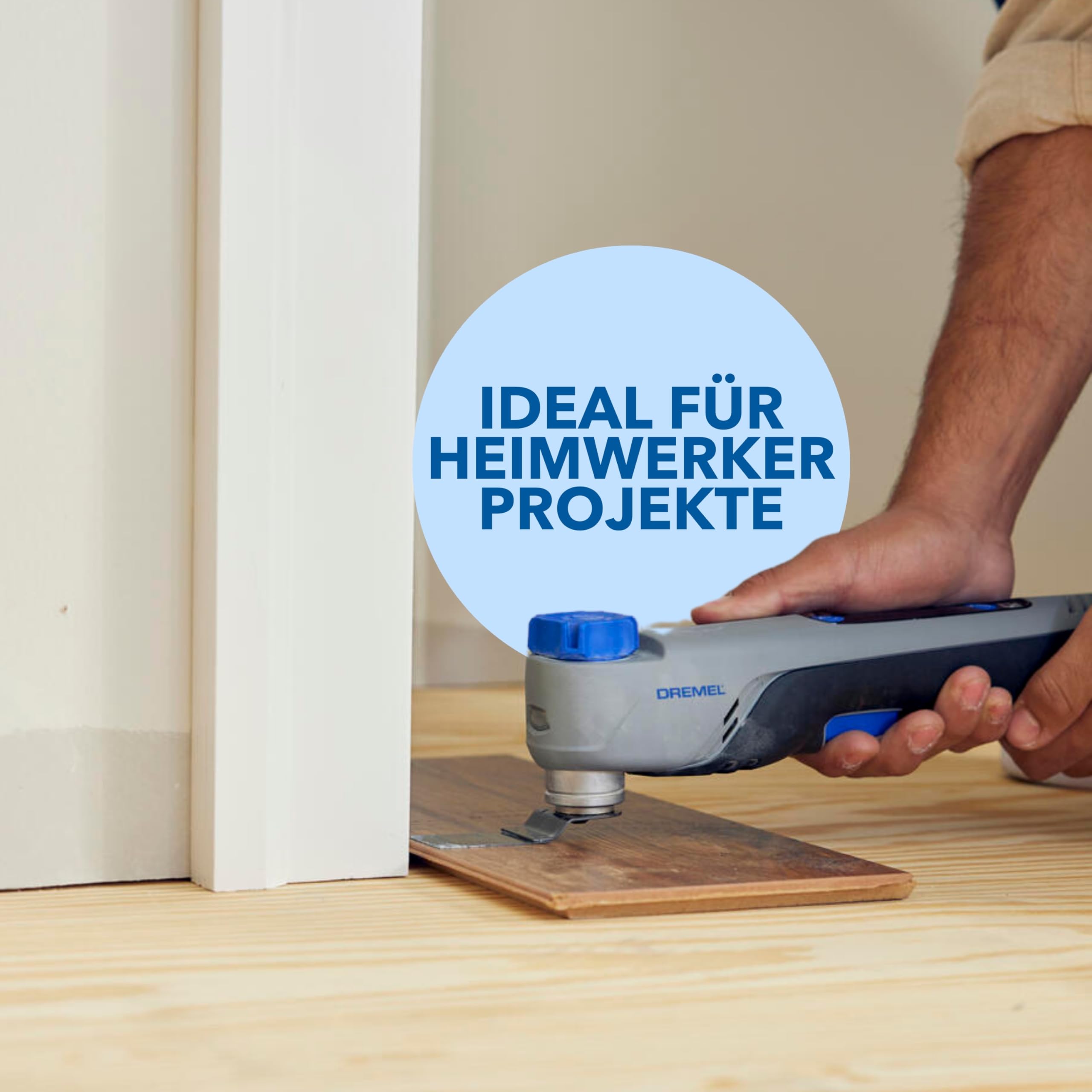 Dremel Blueprint 12V Bürstenloses Oszillierendes Multifunktionswerkzeug mit Anwendungsauswahl und variabler Geschwindigkeit (mit Schneid-und Schabklinge, 6 Schleifpapieren, Schleifpad, Ladegerät+Akku)