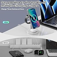 Vista 6 de Estación de carga inalámbrica 3 en 1 compatible con MagSafe, soporte de cargador magnético Mag-Safe de carga rápida de 15 W para Apple iPhone 17 16