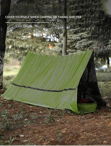 Miniatura 8 de Tienda de supervivencia de emergencia. Refugio de tubo para 2 personas, impermeable y resistente al viento, manta térmica reutilizable, compacta,