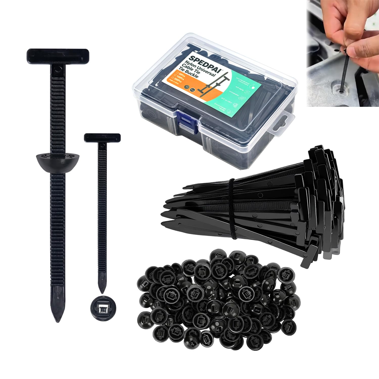 Fibbia universale for fascette fermacavi in ​​nylon resistente - Con design a fibbia a perno, essenziale for la sostituzione quotidiana dei cavi dell'auto(200,Buckle ties)