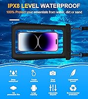 Vista 4 de Waterproof Pouch Underwater Dry Bag Float Case for iPhone 15 14 13 12 11 Pro Max XS XR X Samsung Galaxy S24 S23 S22 S21 Plus Ultra Black