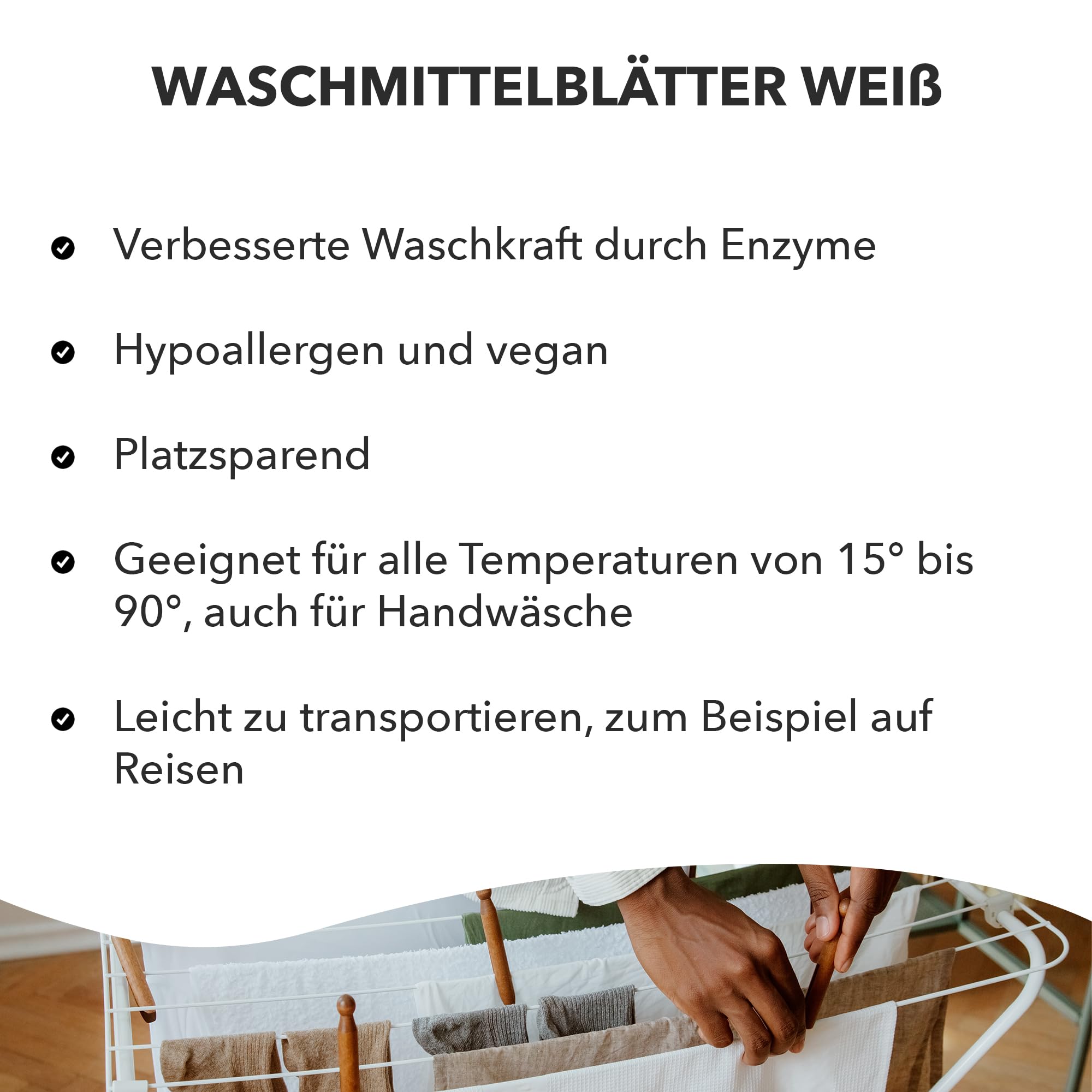 Waschmittel Blätter für Weiße Wäsche - Frühlingsfrisch - bis zu 60 Waschgänge