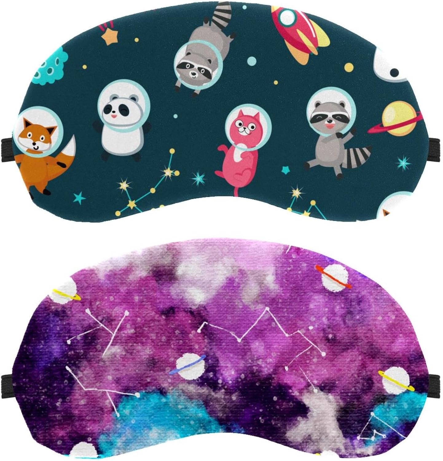 2 maschere per gli occhi con sfondo galassia ad acquerello per dormire, maschera per dormire, morbida copertura per gli occhi per viaggi, pisolino, aereo, blocco della luce
