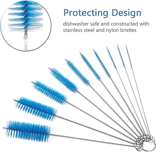 Vista 71 de CiaraQ Cepillos de limpieza de botellas, juego de cepillos de tubo de nailon de 8 pulgadas, limpiador para botellas de cuello estrecho, tazas