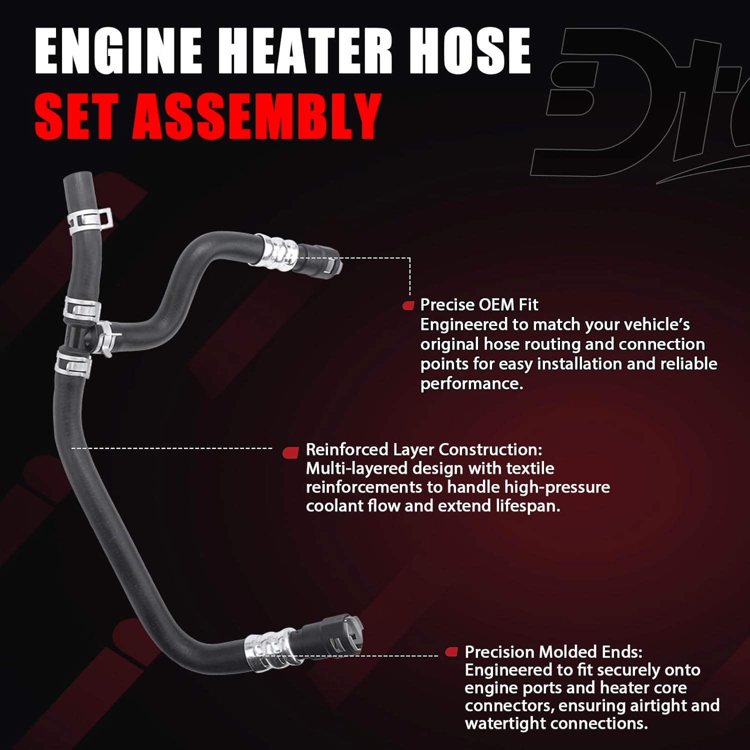 Engine Heater Hose Set Assembly Compatible with Chevy Buick GMC Vehicle 2007-2017 Enclave Acadia Traverse Replace Inlet and Outlet Bypass Hoses Replace# 20765678 25862087 25862088 626-562