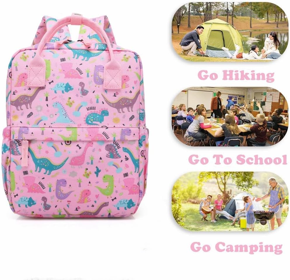 Cute Preschool Backpack Toddler School Book Bag for Girls Boys Kids Kindergarten Nursery Travel Bag with Chest Strap(12inch, Pink Dinosaur) - Image 8