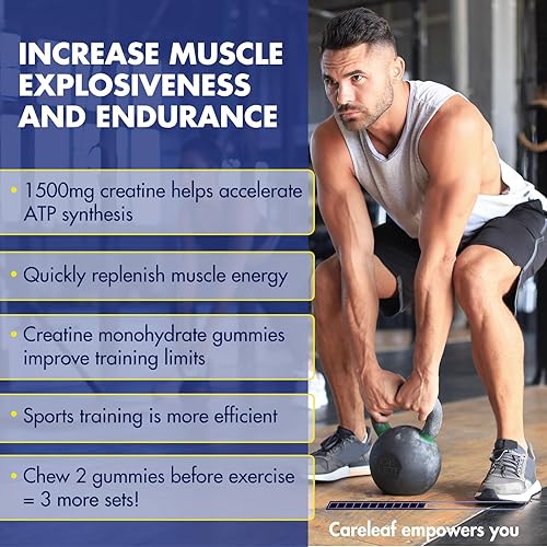 Miniatura 2 de Gomitas de monohidrato de creatina para hombres y mujeres, suplemento de creatina de 1500 mg para ganancia muscular, más fuerza y recuperación más
