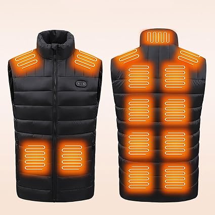 YAOJIWANG Heizjacke Für Damen & Herren – Mit 10 Heizzonen, Winddicht, USB-betrieben, 3 Temperaturstufen