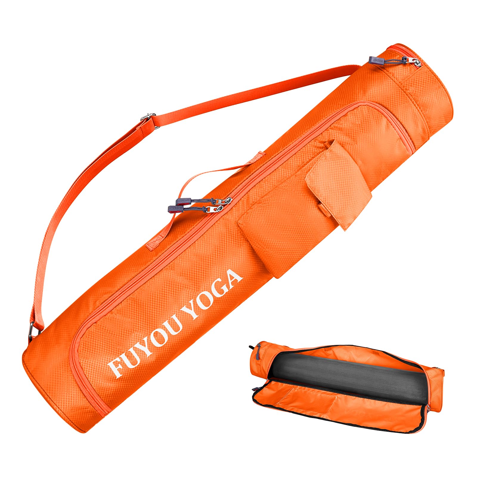 Yoga Mat Bag for Women, Multi-Functional Yoga Bag Tote & Pilates Bag, Yoga Mat Carrier Gym Bag with Adjustable Strap, Lightweight Durable Yoga Mat Bags for Yoga, Pilates, Gym Workouts (Orange, L)