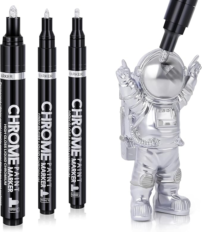 Silver Liquid Mirror Chrome Markers 3 Chrome Paint Pens Permanent Silver Liquid Mirror Chrome Markers 3 Chrome Paint Pens Permanent
