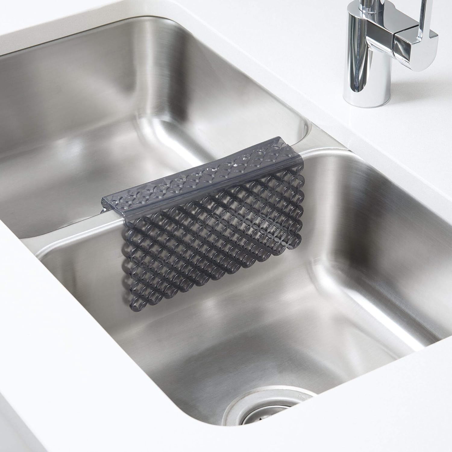iDesign Stari BPA-Free Flexible PVC Plastic Sink Divider Mat - 8.91" x 2.08" x 5", Graphite