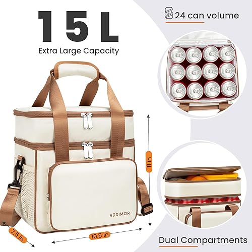 Miniatura 2 de Bolsa de almuerzo para el trabajo, para mujeres y hombres, lonchera de doble cubierta, 24 horas, bolsa térmica de almuerzo aislada con correa para