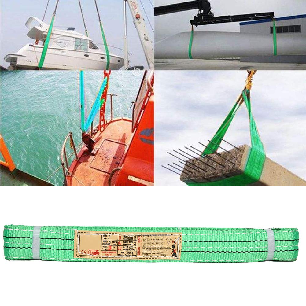 50mm Polyester Lifting Sling 3Meter Green Industrial Crane Hoisting Webbing, Sewn by Industrial Sewing Machine, for 30 Ton Maximum Load