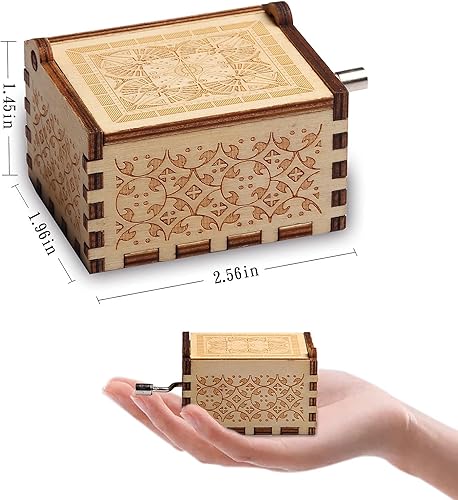 Miniatura 3 de Caja de música de madera personalizada, grabado con mensaje especial para nieta, caja de música con manivela grabada, mecanismo You are My Sunshine,