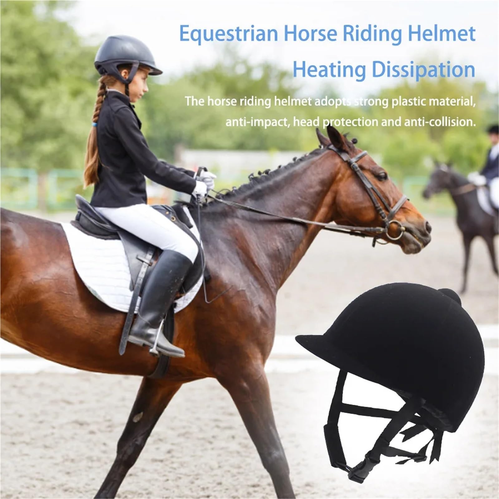 Casco da Equitazione Casco da equitazione traspirante, di sicurezza, unisex, classico, for esterni, regolabile, antiurto, for