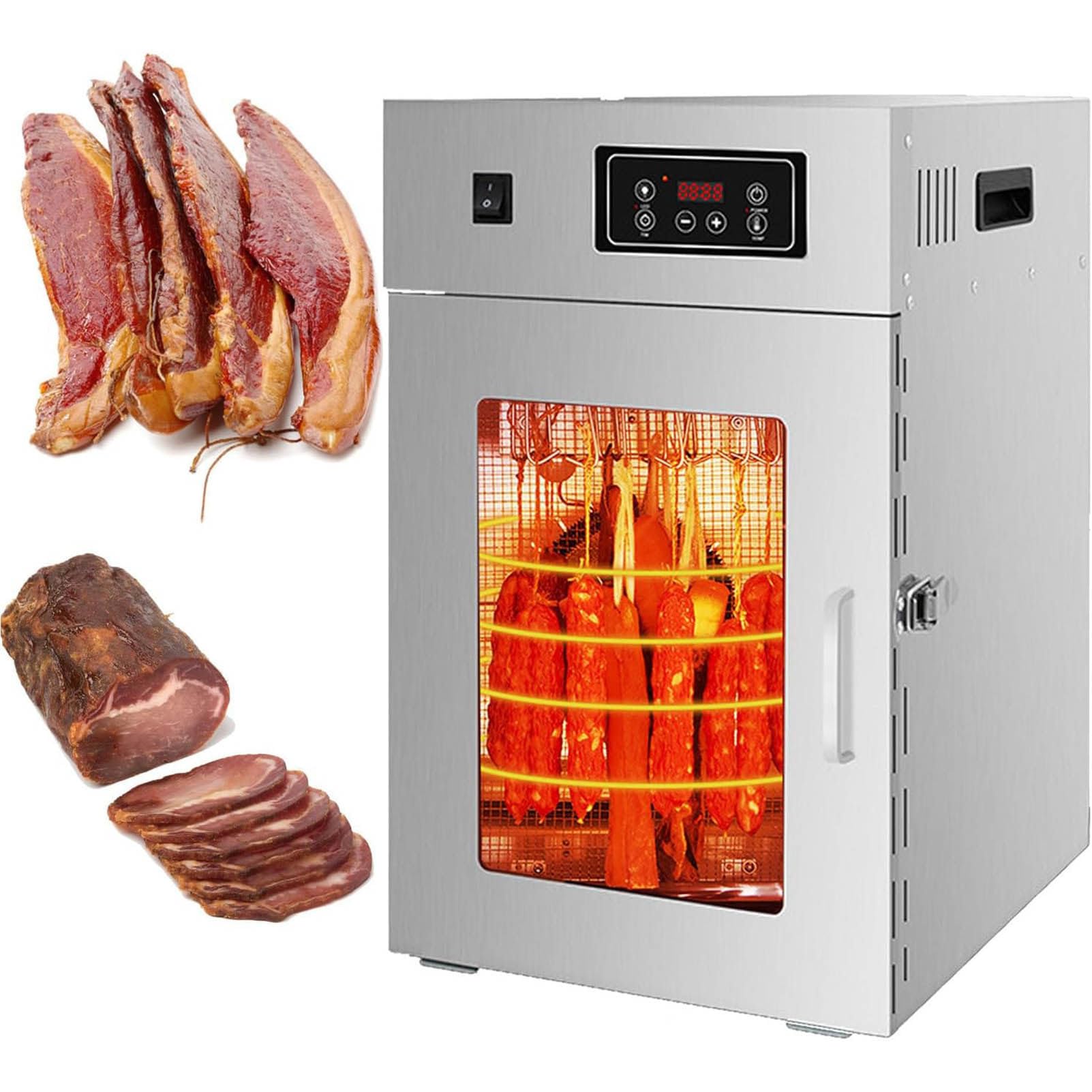 LJLYYDS 30-90℃ Rotating Meat Dryer, Meat and Fruit Dryer, Commercial Food Dryer, Dried Meat Dehydrator with LED Panel & Digital Timer Control for Sausages Jerky