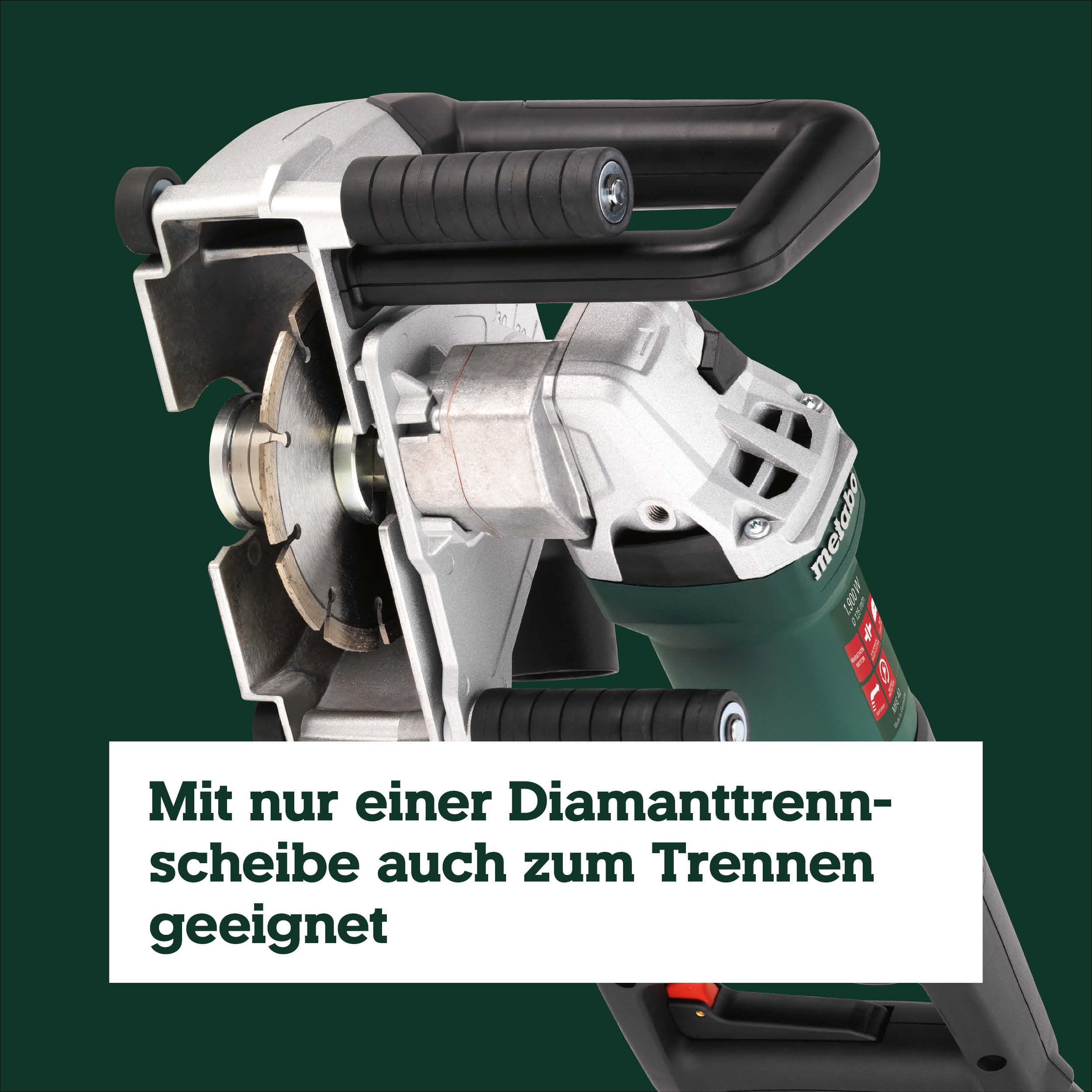 Metabo Mauernutfräse MFE 40 – 604040500 – Für präzise Elektroinstallationen zum Verlegen von Kabeln und Leerrohren unter Putz mit Frästiefen bis 40 mm – 4 m Kabellänge