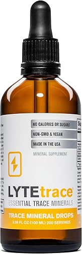 Trace Mineral Drops - Gotas de 3.4 fl oz x 200 porciones, concentrado de minerales de máxima absorción iónico natural sin sodio para equilibrar el