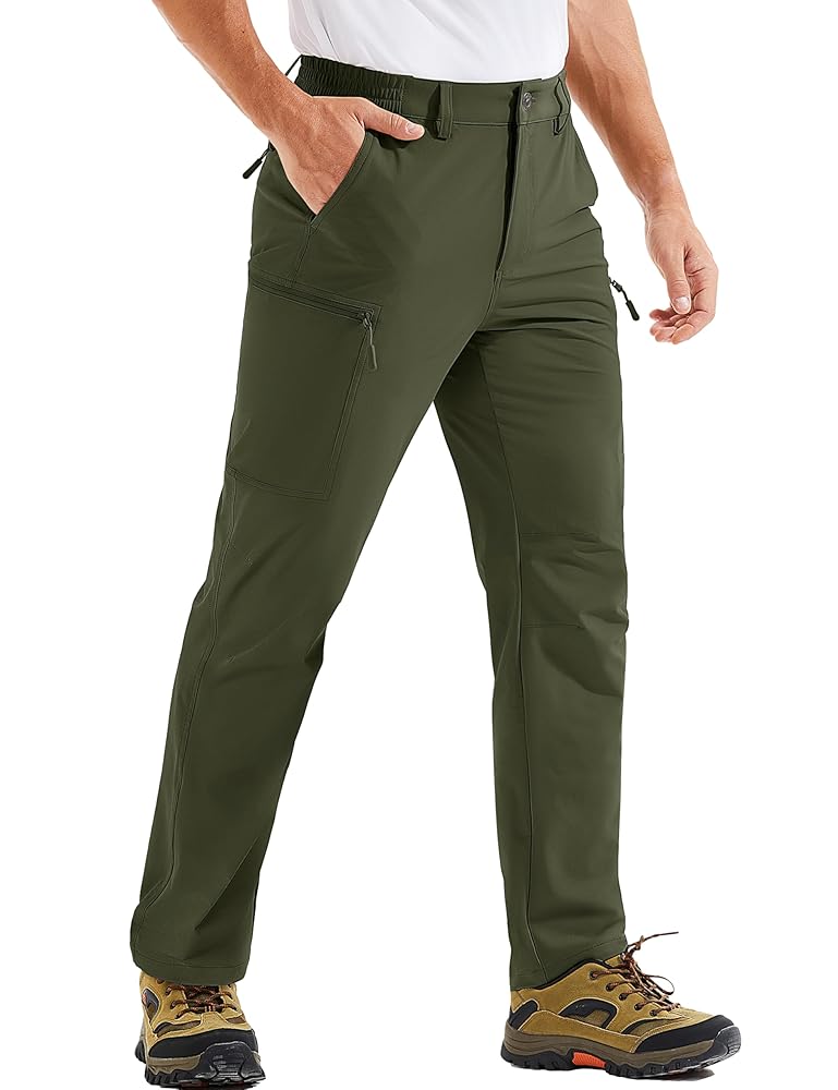 TACVASEN Men's Lightweight Hiking Travel Pants with multiple zippered pockets