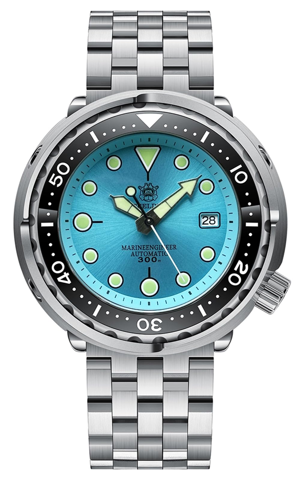 Burnside Steeldive SD1975, pulsera de atún, NH35, zafiro, azul claro, V2, buceo, 5 eslabones, BNIB