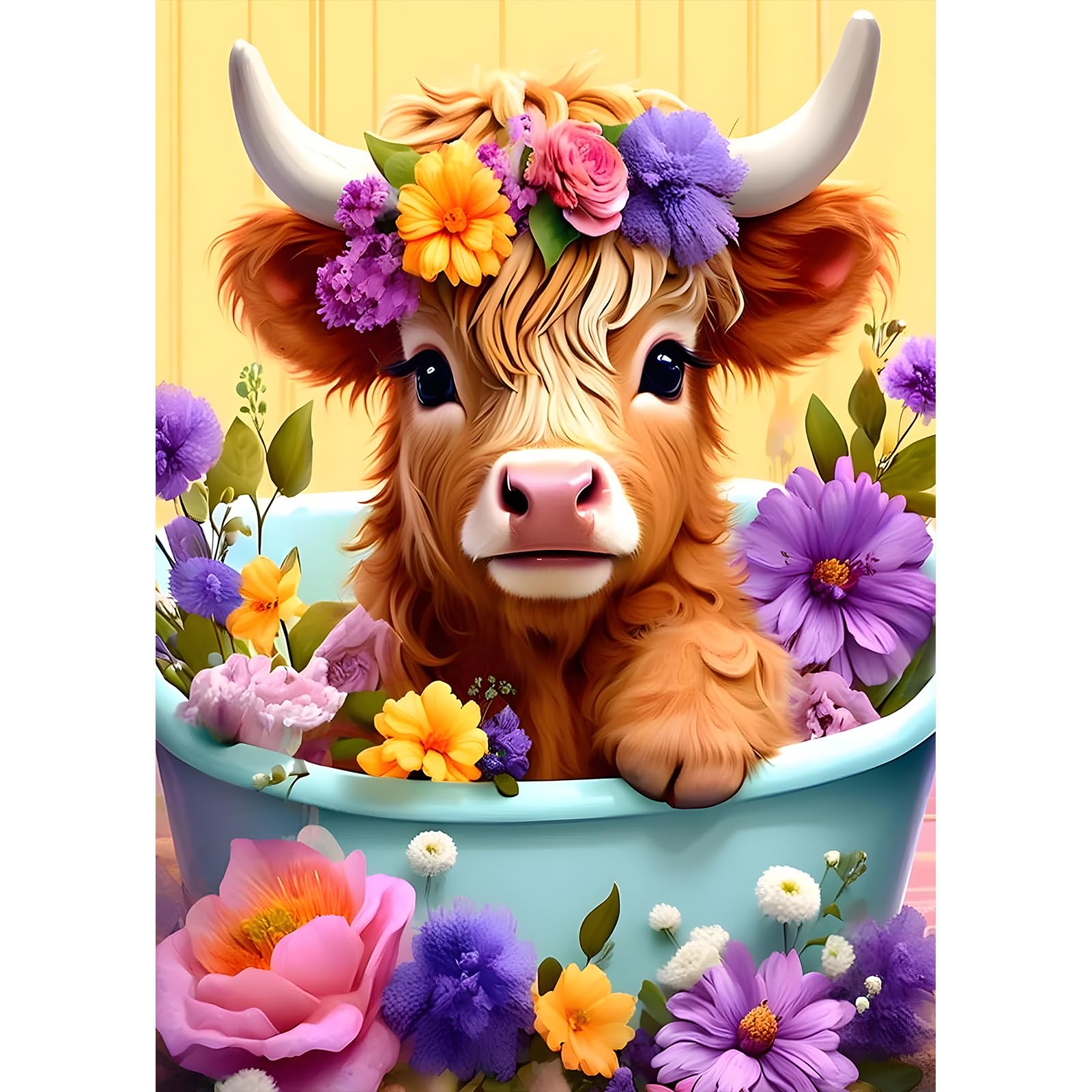 Vgjm F7e9v015 Diy Highland Cow 5D Diamond Art Kit For Adults, Modern Animal Diamond Painting Kit, Non-Foldable30x40cm