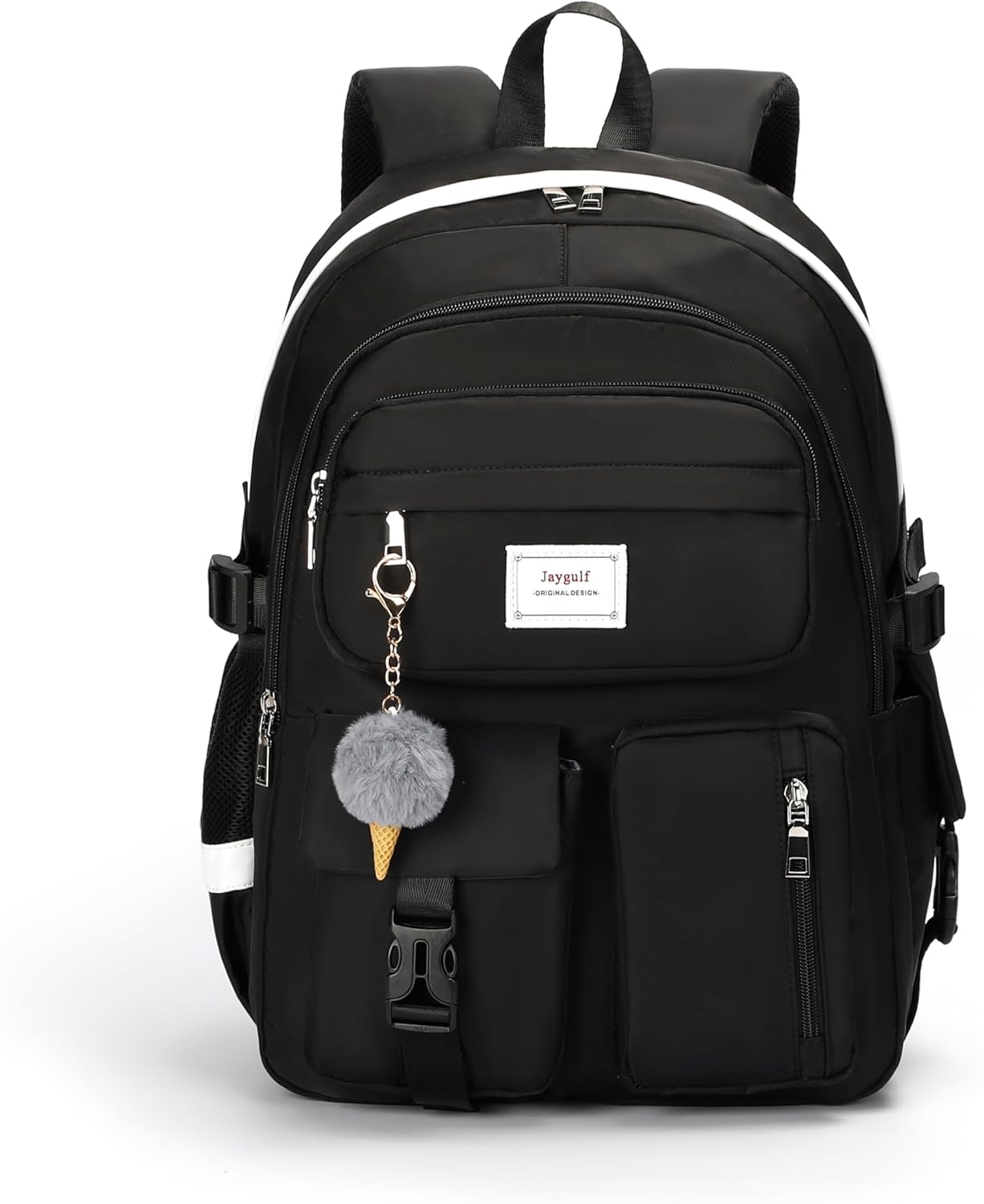 Girls Backpack Stylish Schoolbag Set for College or High Student Laptop Backpack for Women Black - Image 2