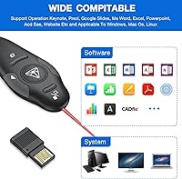 Vista 4 de Presentación Clicker Presentador inalámbrico Control remoto USB PowerPoint PPT Clicker, puntero láser RF 2.4GHz Presentador remoto Google Slide Luz