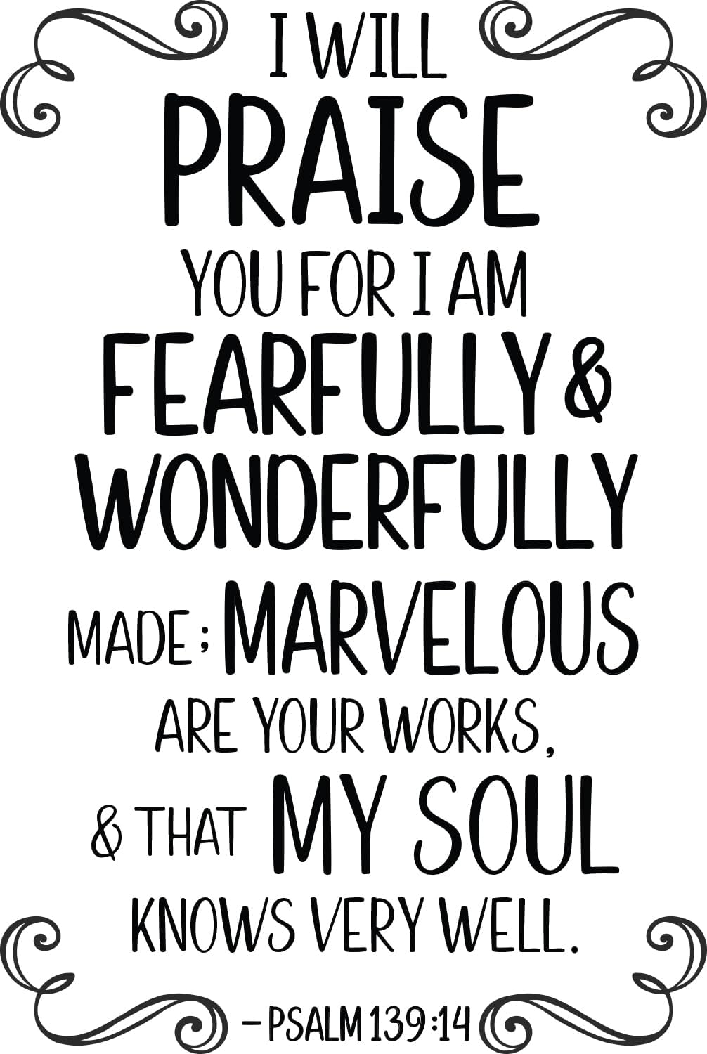 African American Expressions Wonderfully Made Psalm 139:14 Peel and Stick Wall Art Decal - Inspirational Home Decor - Adhesive and Reusable Matte Vinyl Wall Sticker - 23.6" x 35.4" Sheets