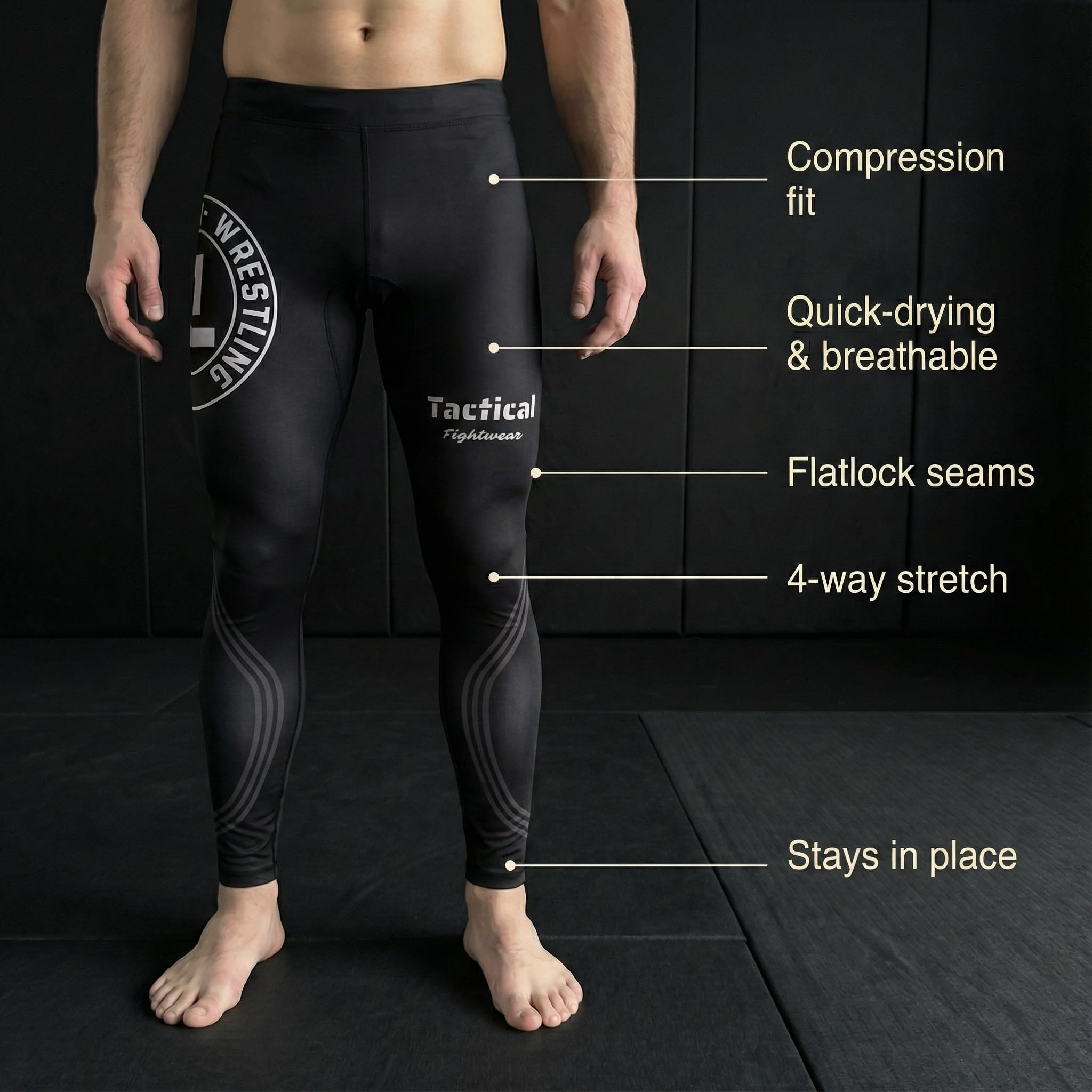 Tactical Fightwear Rashguard Legging (Spats) - Kompressionshose für MMA, BJJ, Grappling & Kickboxen, Atmungsaktiv & Schnell trocknend, Unisex Training Tight